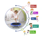 Costway 91cm Kids Mini Trampoline Fitness Rebounder Handrail Safety Padded Cover Home Gym Exercise Blue