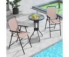 Costway 3pcs Outdoor Bristo Set Foldable Bar Chair Setting Patio Garden Furniture w/Coffee Table & 2 Chairs, Poolside Balcony