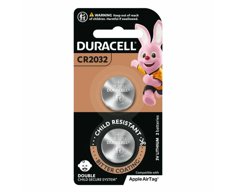 2pc Duracell Specialty 2032 Lithium Coin Battery Pack Single Use