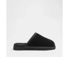 Mens Genuine Suede Slipper Scuff - Black