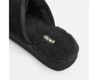 Mens Genuine Suede Slipper Scuff - Black