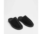 Mens Genuine Suede Slipper Scuff - Black