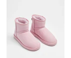 Girls Senior Genuine Suede Slipper Boot - Pink