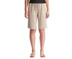 Noni B - Womens Beige Shorts - Summer - Linen - Knee Length - Mid Waist Chino - Atmosphere - Bermuda - Casual Fashion - Work Clothes - Good Quality - Beige