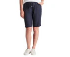 Noni B - Womens Blue Shorts - Summer - Linen - Knee Length - Mid Waist Chino - Navy Blazer - Bermuda - Casual Fashion - Work Clothes - Good Quality - Blue