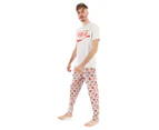Coca Cola Mens Short Sleeve Long Leg Pyjama Set (White)