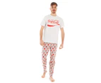 Coca Cola Mens Short Sleeve Long Leg Pyjama Set (White)