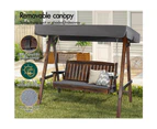 ALFORDSON Swing Chair Outdoor Furniture Wooden Garden Patio Canopy Charcoal XL