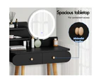 ALFORDSON Dressing Table Stool Set Makeup Mirror Vanity Desk LED Lights Black