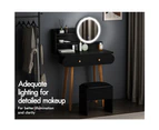 ALFORDSON Dressing Table Stool Set Makeup Mirror Vanity Desk LED Lights Black