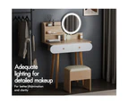 ALFORDSON Dressing Table Stool Set Makeup Mirror Vanity Desk LED Lights Wood