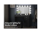 ALFORDSON Dressing Table Stool Set Makeup Mirror Desk 12 LED Bulbs Black