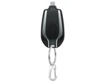 Keychain Portable Mini Power Bank Emergency Pod Charger For Phone 1500mAh Type-c - Black Type-C