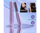 Hair Straightener Cordless Straightener, Portable Flat Iron for Hair, USB-C Rechargeable Ceramic Mini Flat Iron with 1500mA Battery Green + Purple =
