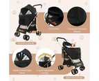 Costway 3IN1 Pet Stroller Pram Pet Travel Carrier w/Removable Seat & Adjustable Canopy Small/Medium