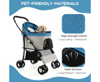 Costway 3-In-1 Pet Stroller Pet Travel Carrier w/Removable Seat & Adjustable Canopy Small/Medium Dogs Blue