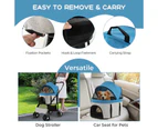 Costway 3-In-1 Pet Stroller Pet Travel Carrier w/Removable Seat & Adjustable Canopy Small/Medium Dogs Blue