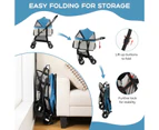 Costway 3-In-1 Pet Stroller Pet Travel Carrier w/Removable Seat & Adjustable Canopy Small/Medium Dogs Blue