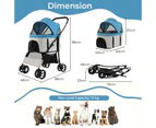 Costway 3-In-1 Pet Stroller Pet Travel Carrier w/Removable Seat & Adjustable Canopy Small/Medium Dogs Blue