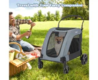 Costway Foldable Pet Stroller Dog Cat Carrier Cage Extra Large Pet Pram Travel Cart w/Cushion Grey