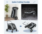 Costway Foldable Pet Stroller Dog Cat Carrier Cage Extra Large Pet Pram Travel Cart w/Cushion Grey