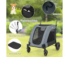 Costway Foldable Pet Stroller Dog Cat Carrier Cage Extra Large Pet Pram Travel Cart w/Cushion Grey