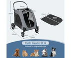 Costway Foldable Pet Stroller Dog Cat Carrier Cage Extra Large Pet Pram Travel Cart w/Cushion Grey