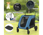 Costway Extra Large Pet Stroller Dog Cat Carrier Cage Foldable Pet Pram Travel Cart Black