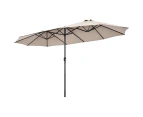 Costway 15FT Patio Double-Sided Umbrella Crank Outdoor Garden Market Sun Shade Extra Large w/12-Rib Metal Frame Beige