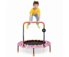 Costway 36" Mini Kids Trampoline Handrail Fitness Rebounder w/LED Bluetooth Speaker Exercise Workout Home Gym Pink