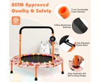 Costway 36" Mini Kids Trampoline Handrail Fitness Rebounder w/LED Bluetooth Speaker Exercise Workout Home Gym Orange