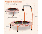 Costway 36" Mini Kids Trampoline Handrail Fitness Rebounder w/LED Bluetooth Speaker Exercise Workout Home Gym Orange