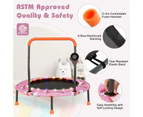 Costway 36" Mini Kids Trampoline Handrail Fitness Rebounder w/LED Bluetooth Speaker Exercise Workout Home Gym Pink