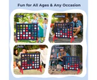 Costway Wood Giant 4-in-A Row Jumbo 4-to-Score Game Set Foldable Board Line Up 4 Game w/Carry Bag & 42 Chips, Blue