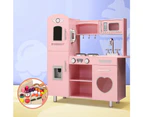 Keezi Kids Kitchen Play Set Wooden Pretend Toys Cooking Children Food Pink