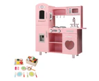 Keezi Kids Kitchen Play Set Wooden Pretend Toys Cooking Children Food Pink