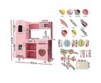 Keezi Kids Kitchen Play Set Wooden Pretend Toys Cooking Children Food Pink