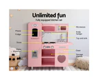 Keezi Kids Kitchen Play Set Wooden Pretend Toys Cooking Children Food Pink