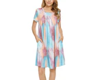 cheibear Lounge Dress with Pockets - Light Pink - Light Pink