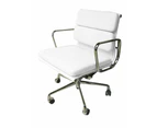 Ashton Low Back Office Chair - White Leather