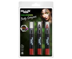 Moon Terror Halloween Body Crayons 3.2g - White, Black, Red Size: One Size