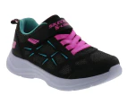 Girls Kids Skechers Glimmer Kicks - Fresh Glow Black Comfy Running Shoes - Black