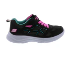 Girls Kids Skechers Glimmer Kicks - Fresh Glow Black Comfy Running Shoes - Black