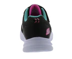 Girls Kids Skechers Glimmer Kicks - Fresh Glow Black Comfy Running Shoes - Black