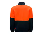 2 x Mens Hard Yakka Hi Vis Full Zip Brushed Fleece Jacket Orange/Navy Y06765 - Orange/Navy