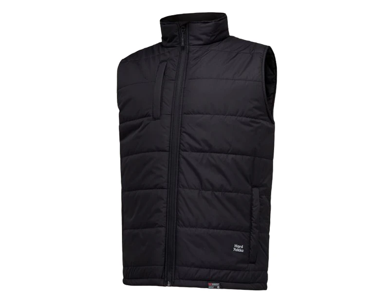 2 x Mens Hard Yakka Puffa 2.0 Vest Waterproof Winter Zip Up Black - Black