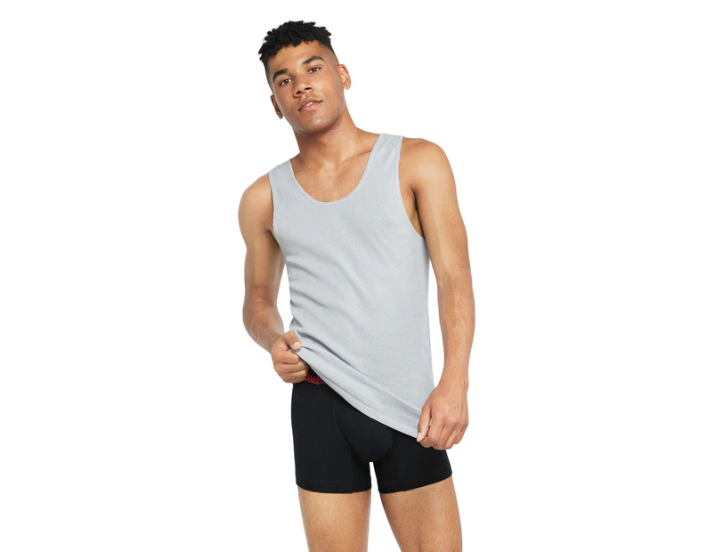 5 x Bonds X-Temp Grey Mens Chesty Cotton Plain Singlet Vest Tank Top Cotton - Grey