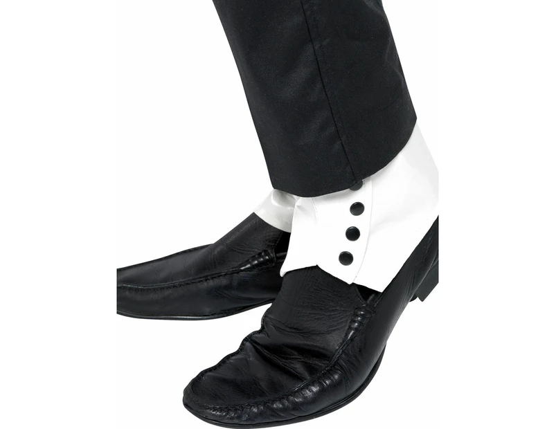 White Spats with Black Buttons Costume Accessory Size: One Size Fits Most