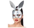 Silver Mock Leather Rabbit Mask Costume Accessory Size: One SIze