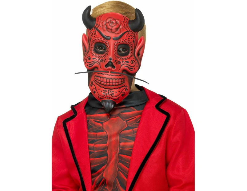 Day of the Dead Devil Child Mask Costume Accessory Size: One Size